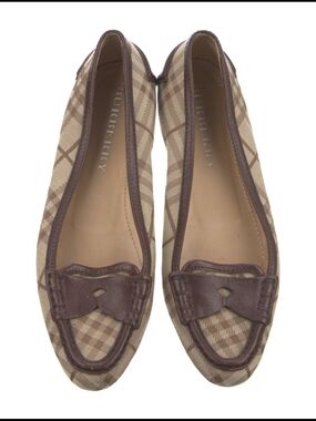 Burberry Tan and Brown Plaid Loafers